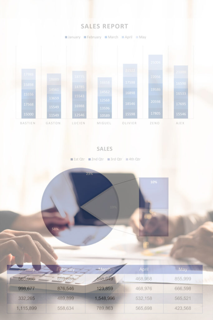 Young colleagues working together on startup projects in modern office business people are brainstorming analytical calculations vertical image